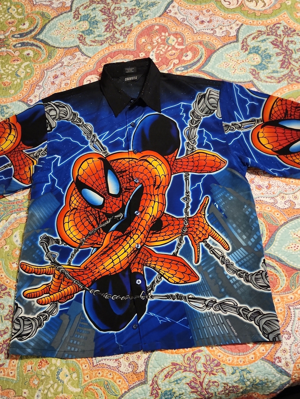 Vintage Changes Spiderman Button Down Shirt Size Large